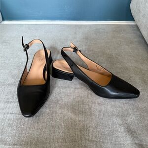 Black Naturalizer sling back flats pointy toe leather